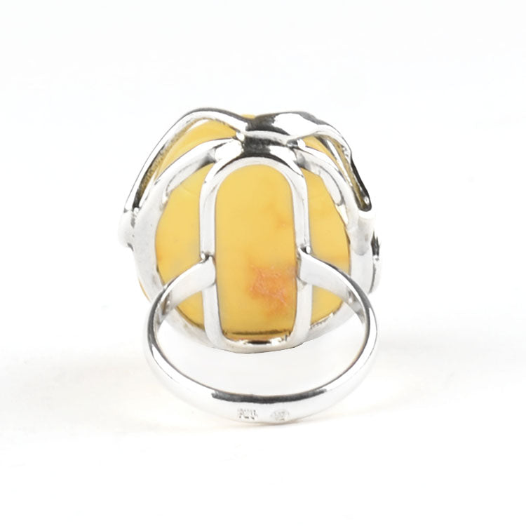 Butterscotch Amber Wave Design Ring