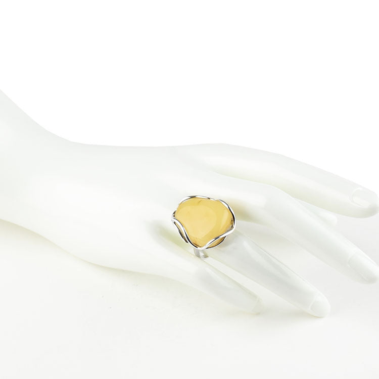 Butterscotch Amber Wave Design Ring