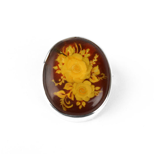 Carved Roses in Amber Pin or Pendant (AS IS)