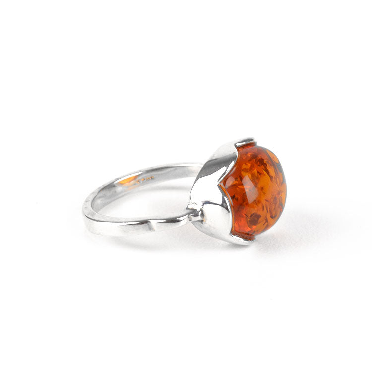 Cute Honey Amber & Sterling Silver Ring