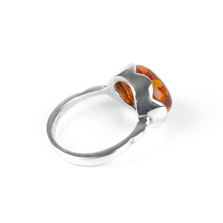 Cute Honey Amber & Sterling Silver Ring