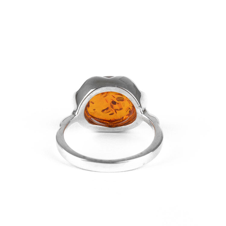 Cute Honey Amber & Sterling Silver Ring