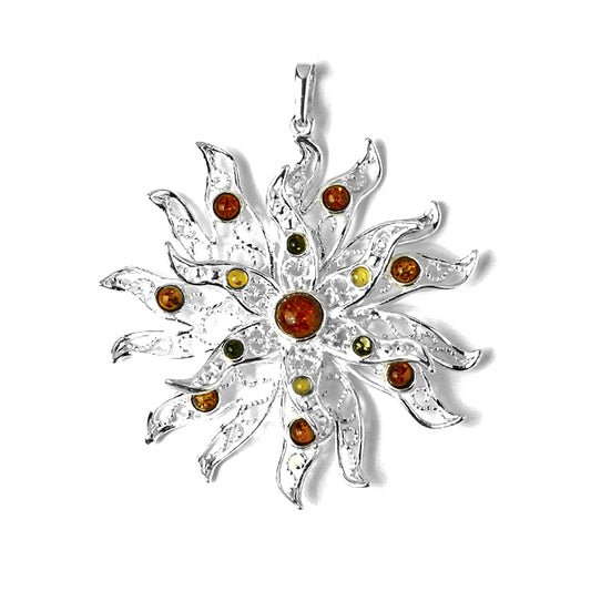 Intricate  Amber Sun Pendant