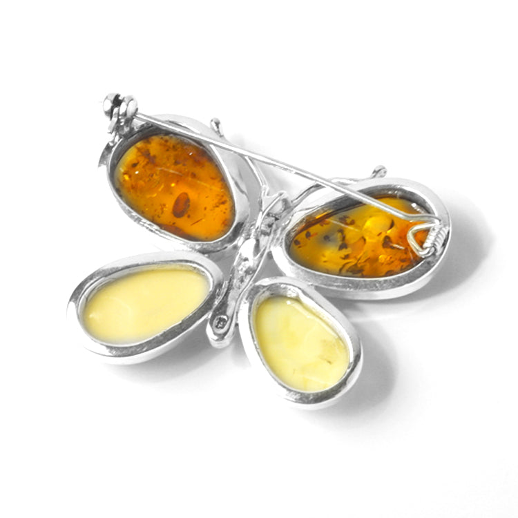 Multicolor Amber Butterfly Pendant-Pin