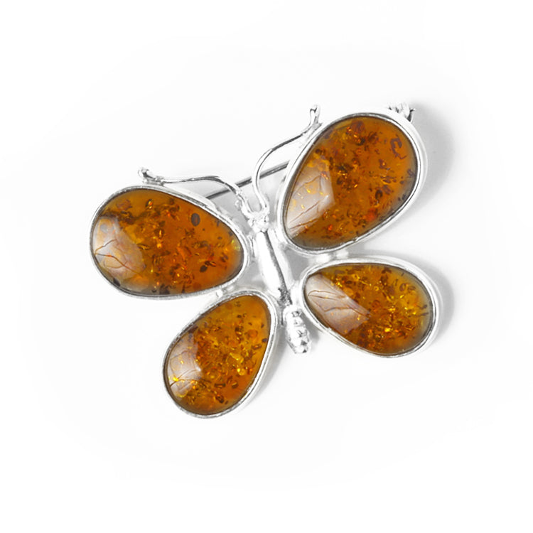 Amber Butterfly Pendant or Pin