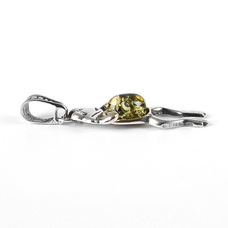 Cute Froggy Pendant with Green Amber