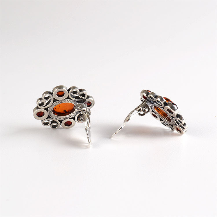 Honey and Cognac Clip-On Amber Earrings