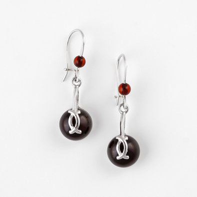 Cherry Amber Ball Earrings