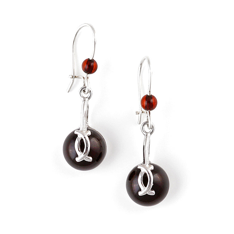 Cherry Amber Ball Earrings