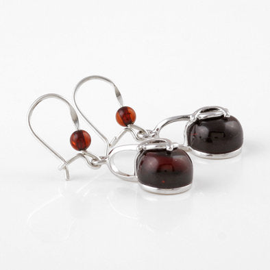 Cherry Amber Ball Earrings