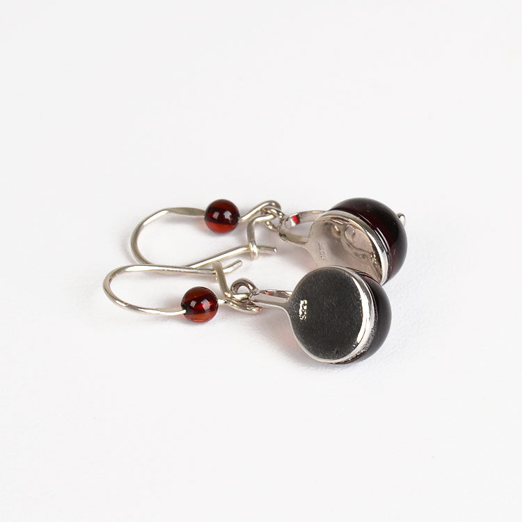 Cherry Amber Ball Earrings