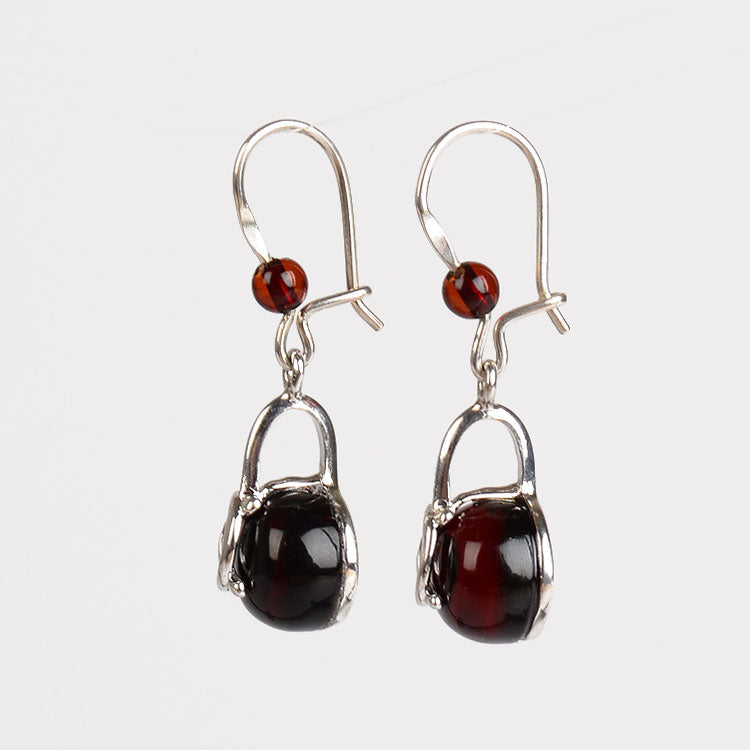 Cherry Amber Ball Earrings