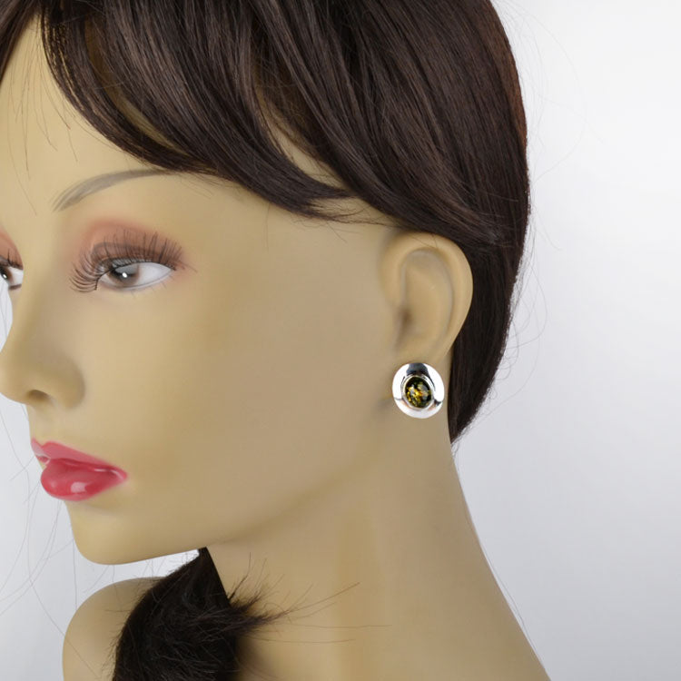 Genuine Green Amber Clip-On Earrings