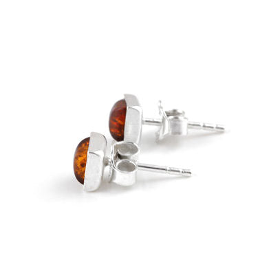 Tiny Squares Amber Stud Earrings