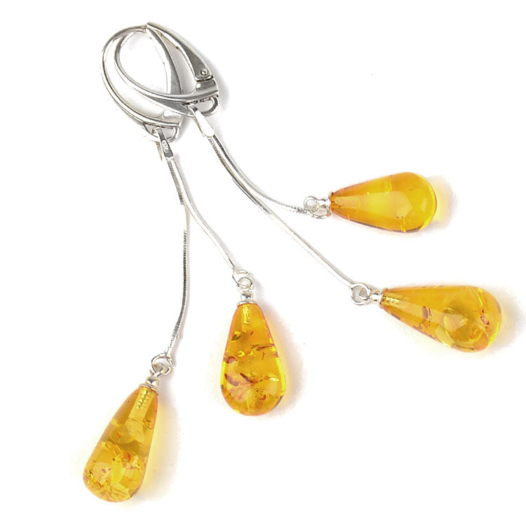 Citrine Amber Teardrops Earrings