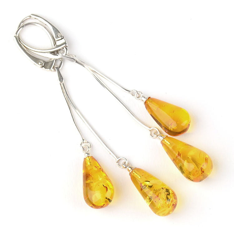 Citrine Amber Teardrops Earrings