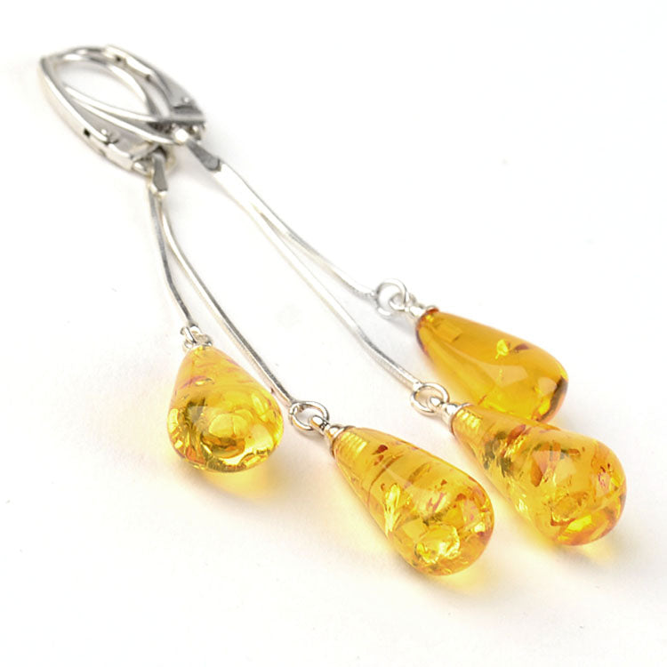 Citrine Amber Teardrops Earrings