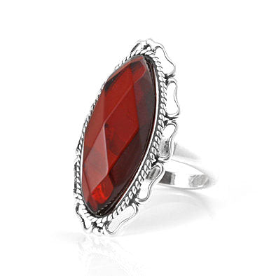 Faceted Amber Cherry Cocktail Ring