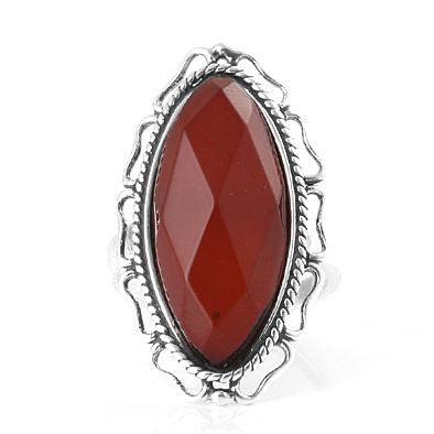 Faceted Amber Cherry Cocktail Ring