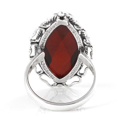 Faceted Amber Cherry Cocktail Ring