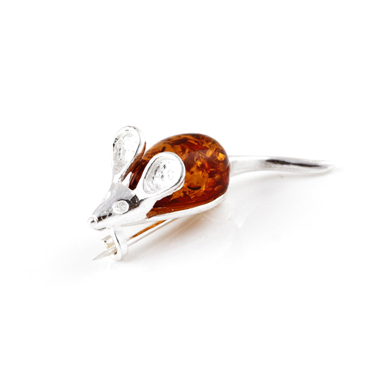 Adorable Mouse of Amber Brooch