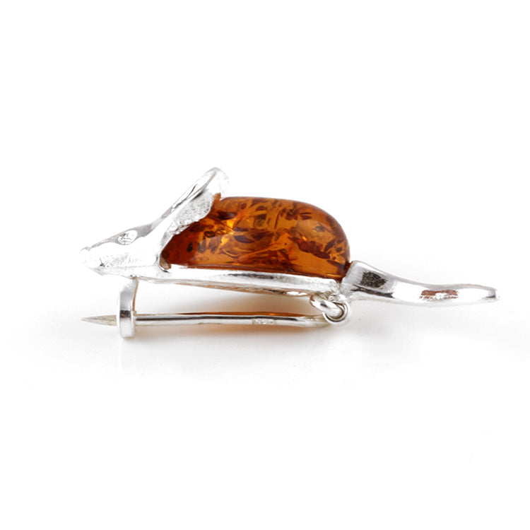 Adorable Mouse of Amber Brooch