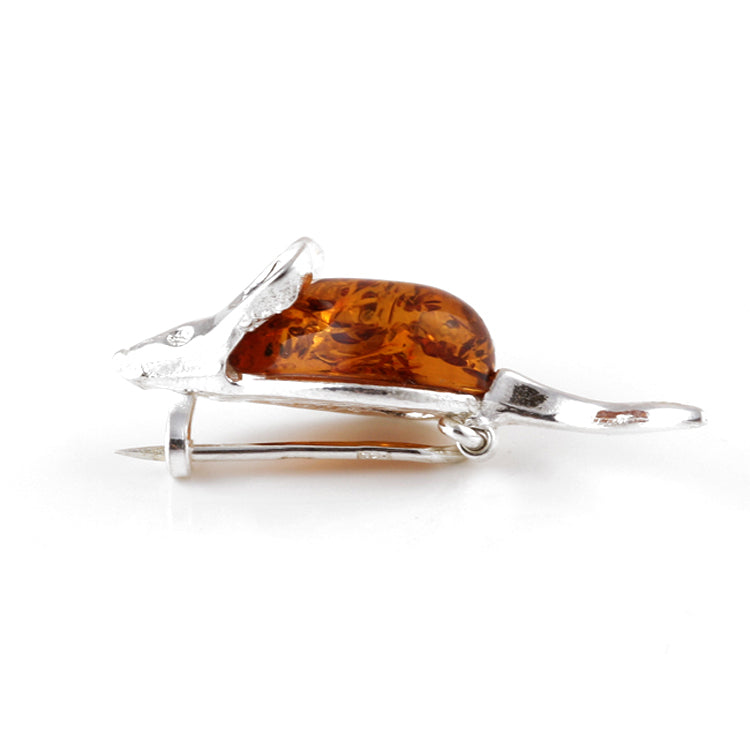 Adorable Mouse of Amber Brooch