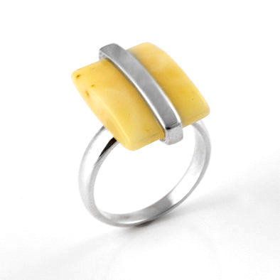 Butterscotch Amber Rectangle Cocktail Ring