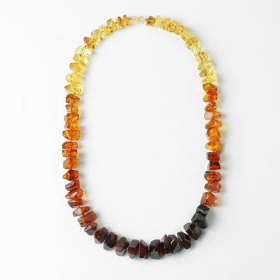 Geometric Quad-Color Amber Necklace