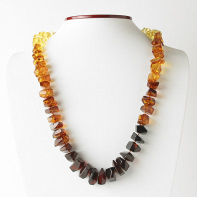 Geometric Quad-Color Amber Necklace