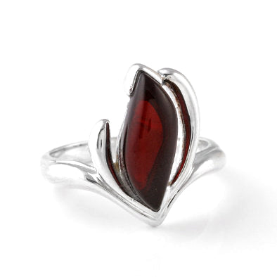 Marquise Curves Cherry Amber Cocktail Ring