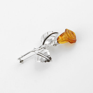 Honey Amber Rosebud Pin