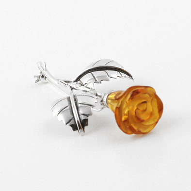 Honey Amber Rosebud Pin