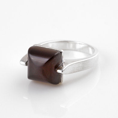 Modern Cherry Amber Square Ring