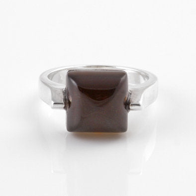 Modern Cherry Amber Square Ring