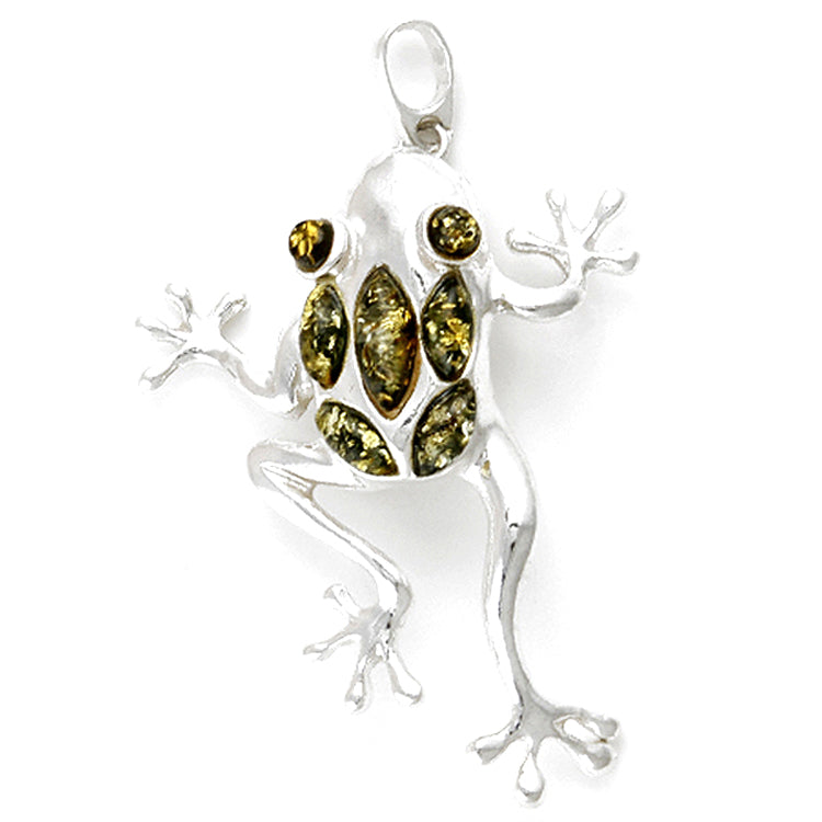 Leapfrog Silver and Green Amber Pendant
