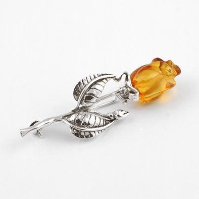 Elegant Amber Rosebud Pin