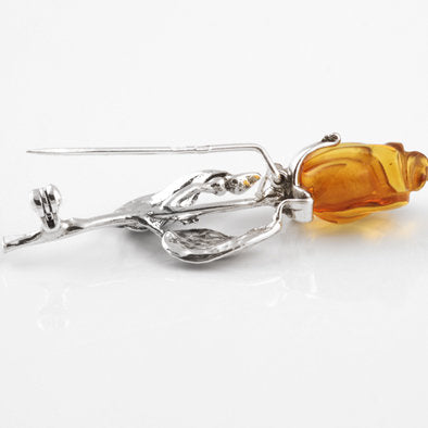 Elegant Amber Rosebud Pin