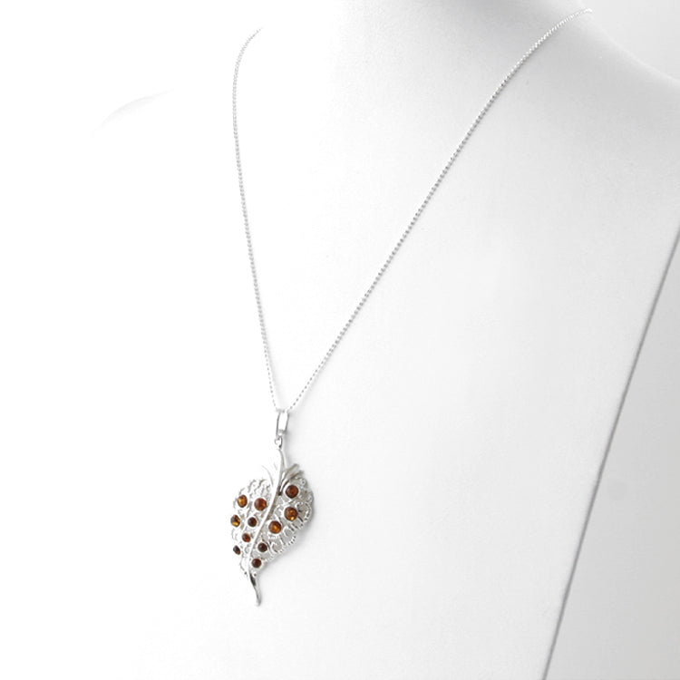Graceful Amber Leaf Pendant