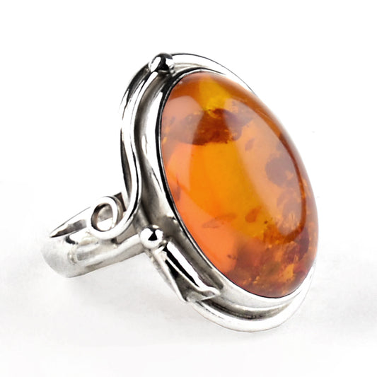 Honey Amber Elongated Oval Ring