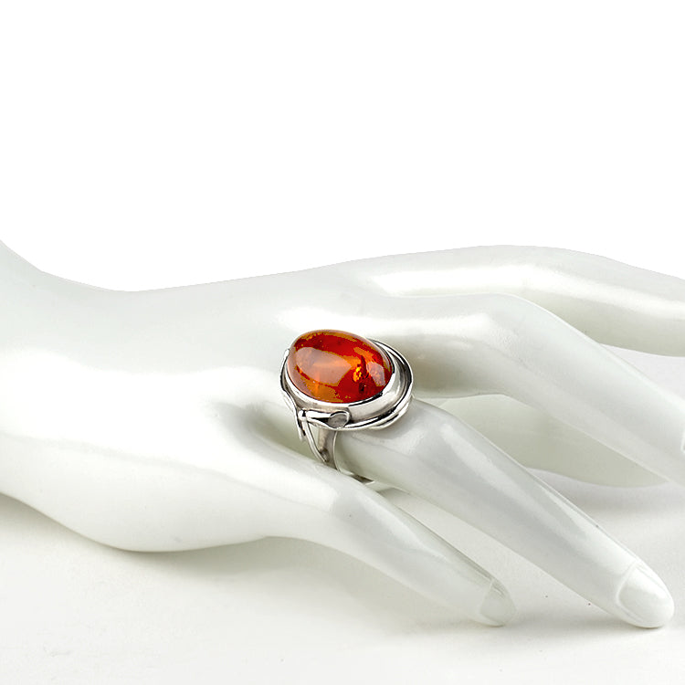 Honey Amber Elongated Oval Ring