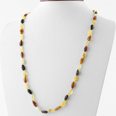 Multi-color Beaded Amber Necklace