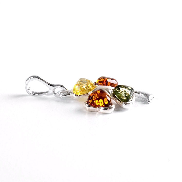 Lucky Multi-colored Amber Shamrock Pendant