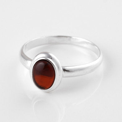 Simple Cognac Amber Oval Ring