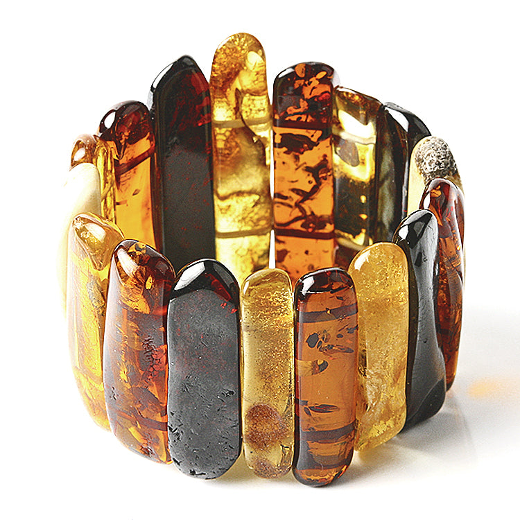 Giant Natural Multi-Colored Amber Stretch Bracelet