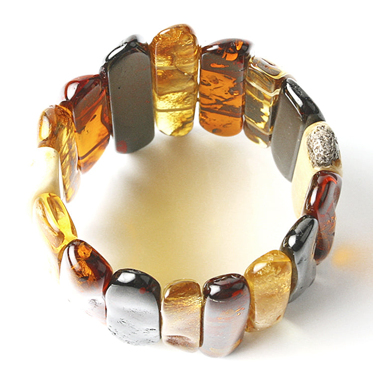 Giant Natural Multi-Colored Amber Stretch Bracelet