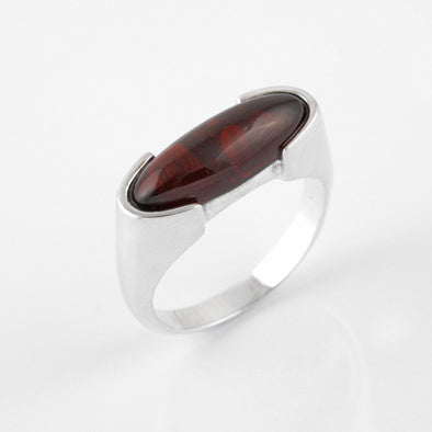 Elongated Cherry Amber Oval Ring