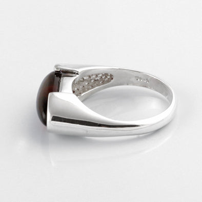 Elongated Cherry Amber Oval Ring