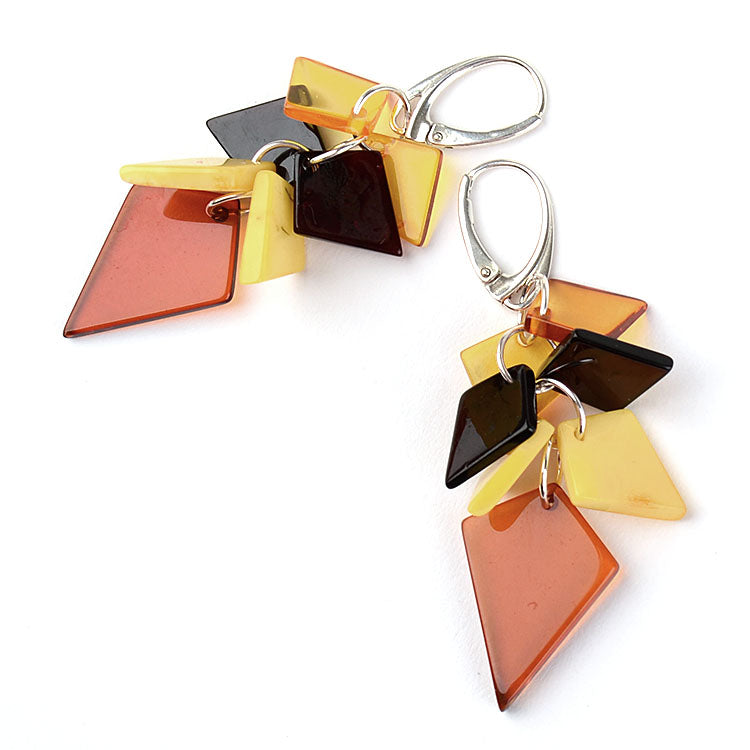 Multi-colored Amber Cluster Cascade Earrings