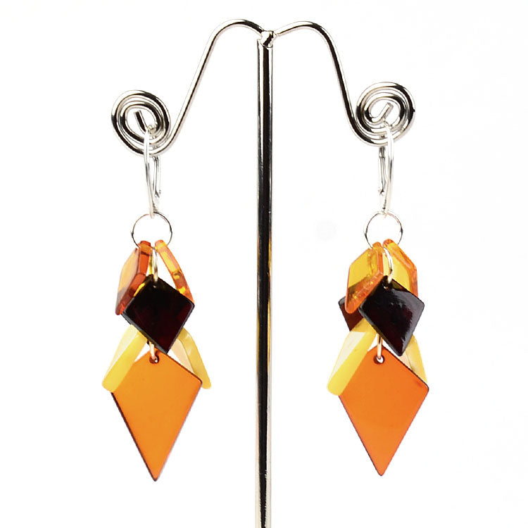 Multi-colored Amber Cluster Cascade Earrings